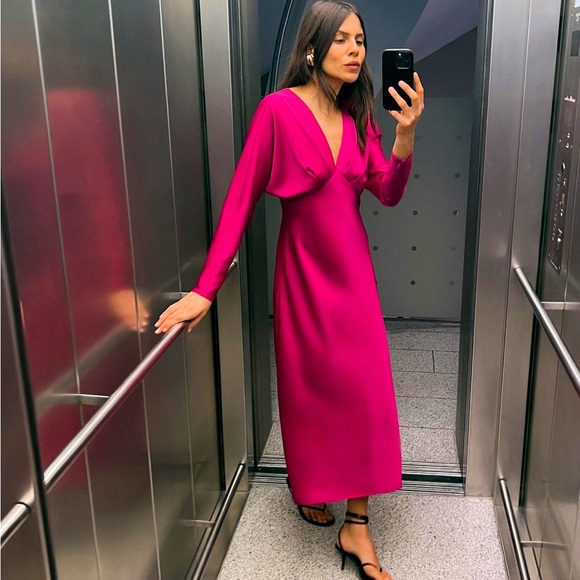 Zara Dresses & Skirts - Zara NWT Satin Effect Midi Dress size L